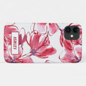 Coques Case-Mate iPhone Aquarelle Rose Et Fleurs Rouge (Dos (Horizontal))