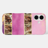 Coques Case-Mate iPhone Aquarelle rose et photo or (Verso (horizontal))