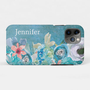 Case-Mate iPhone Case Aquarelle rose et turquoise florale personnalisée