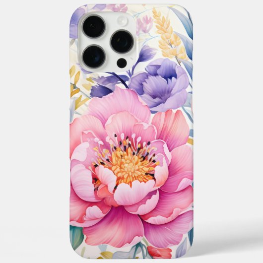 Coques Case-Mate iPhone Aquarelle rose et violet (Verso)