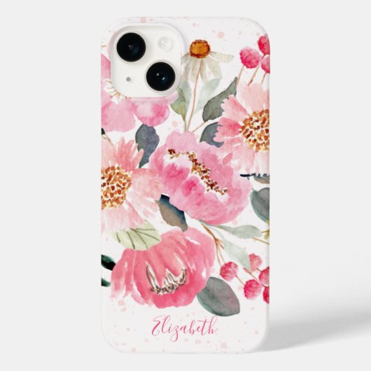 Coques Case-Mate iPhone Aquarelle rose Fleurs de Jardin (Verso)