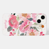 Coques Case-Mate iPhone Aquarelle rose Fleurs de Jardin (Verso (horizontal))