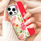 Coques Case-Mate iPhone Aquarelle rose Floral Nom personnalisé