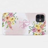 Coques Case-Mate iPhone Aquarelle rose Florale Nom Coque-M moderne (Dos (Horizontal))