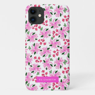 Case-Mate iPhone Case Aquarelle rose Fuchsia Jardin Floral Personnalisé