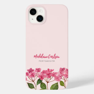 Coque Pour iPhone 14 Plus Aquarelle rose Hydrangée Lacecaps Illustration