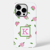 Coques Case-Mate iPhone Aquarelle rose Hydrangée Monogramme (Verso)