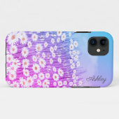 Coques Case-Mate iPhone Aquarelle rose marguerite - nom personnalisé (Dos (Horizontal))