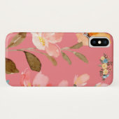 Coques Case-Mate iPhone Aquarelle rose monogramme (Dos (Horizontal))