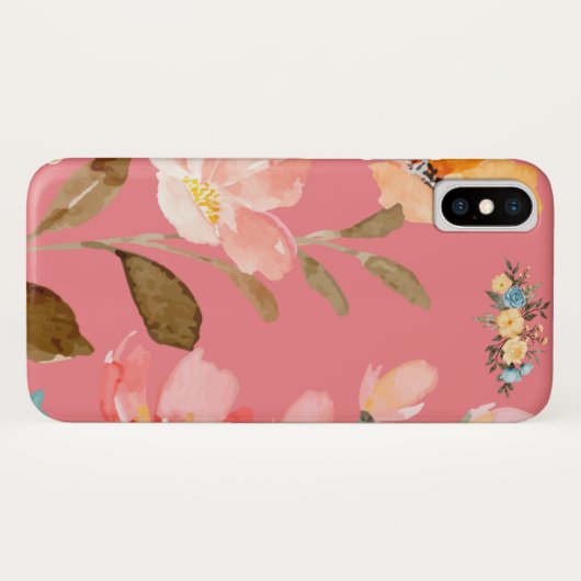 Coques Case-Mate iPhone Aquarelle rose monogramme (Dos (Horizontal))
