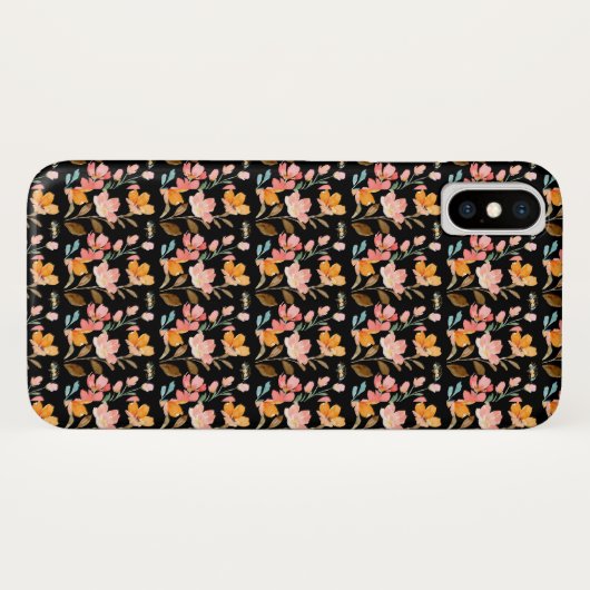 Coques Case-Mate iPhone Aquarelle rose monogramme (Dos (Horizontal))