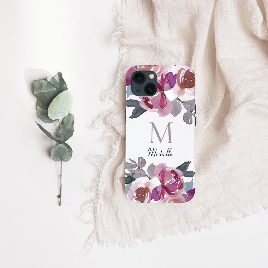 Coques Case-Mate iPhone Aquarelle rose monogramme