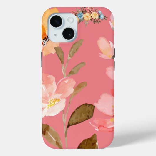 Coques Case-Mate iPhone Aquarelle rose monogramme (Verso)