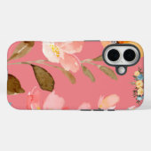 Coques Case-Mate iPhone Aquarelle rose monogramme (Verso (horizontal))