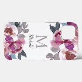 Coques Case-Mate iPhone Aquarelle rose monogramme (Verso (horizontal))