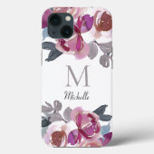 Coques Case-Mate iPhone Aquarelle rose monogramme (Verso)