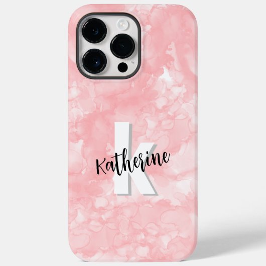 Coques Case-Mate iPhone Aquarelle rose Monogramme initial (Verso)