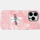 Coques Case-Mate iPhone Aquarelle rose Monogramme initial (Verso (horizontal))