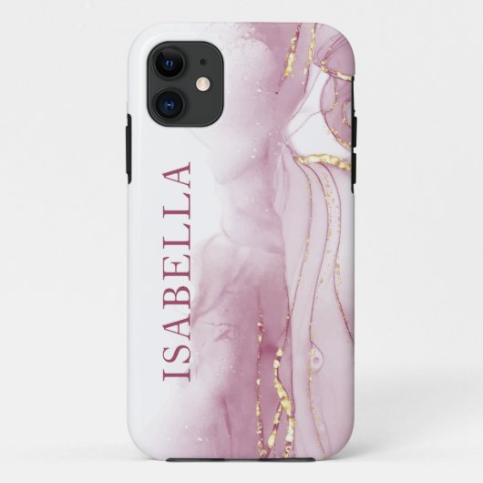 Coques Case-Mate iPhone Aquarelle rose or Personnaliser (Dos)