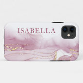 Coques Case-Mate iPhone Aquarelle rose or Personnaliser (Dos (Horizontal))