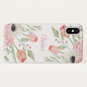 Coques Case-Mate iPhone Aquarelle rose pâle Monogramme floral (Dos (Horizontal))