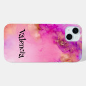 Coques Case-Mate iPhone Aquarelle rose pâle Romance Nom personnalisé (Verso (horizontal))