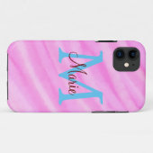 Coques Case-Mate iPhone Aquarelle rose pastel ajouter le titre lettre mono (Dos (Horizontal))