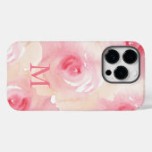 Coques Case-Mate iPhone Aquarelle rose Peach monogramme floral (Verso (horizontal))