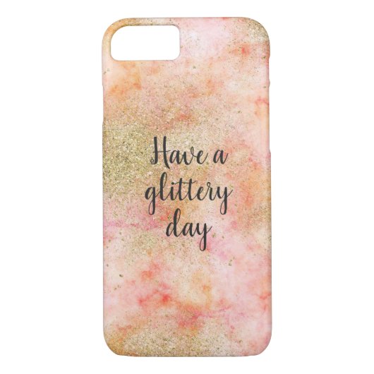 Coques Case-Mate iPhone Aquarelle rose Peachy Parties scintillant Gold Fau (Dos)