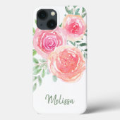 Coques Case-Mate iPhone Aquarelle rose personnalisée Floral (Verso)
