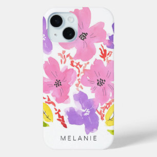 Coque Pour iPhone 15 Aquarelle rose tendance iPhone Floral 15