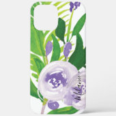 Coques Case-Mate iPhone Aquarelle Rose vert pourpre Nom du script (Verso)