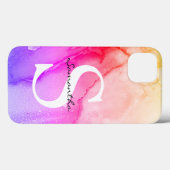 Coques Case-Mate iPhone Aquarelle rose violet monogrammée  (Verso (horizontal))