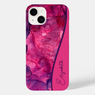 Coque Pour iPhone 14 Aquarelle rose-violet personnalisée