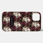 Coques Case-Mate iPhone Aquarelle Roses de crâne personnalisée (Verso (horizontal))