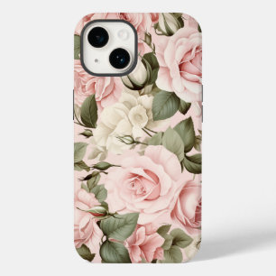 Coque Pour iPhone 14 Aquarelle Roses roses