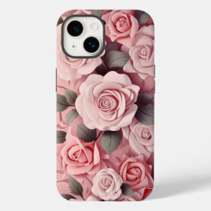 Coque Pour iPhone 14 Aquarelle Roses roses