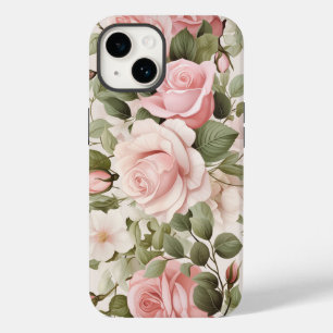 Coque Pour iPhone 14 Aquarelle Roses roses