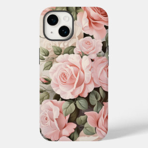 Coque Pour iPhone 14 Aquarelle Roses roses