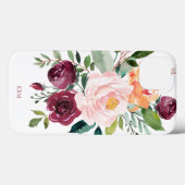 Coques Case-Mate iPhone Aquarelle rustique Botanique avec Monogramme (Verso (horizontal))