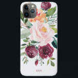 Case-Mate iPhone Case Aquarelle rustique Botanique avec Monogramme<br><div class="desc">Magnifiquement féminin au charme rustique, ce design botanique présente un bouquet de roses aquarelles, des fleurs mixtes et de la verdure dans un coloris tendance de bordeaux, rose et orange rougeâtre avec verdure. Un modèle de texte est inclus pour personnaliser cette conception avec vos initiales monographiques, nom ou autre texte...</div>