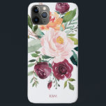 Case-Mate iPhone Case Aquarelle rustique Botanique avec Monogramme<br><div class="desc">Magnifiquement féminin au charme rustique, ce design botanique présente un bouquet de roses aquarelles, des fleurs mixtes et de la verdure dans un coloris tendance de bordeaux, rose et orange rougeâtre avec verdure. Un modèle de texte est inclus pour personnaliser cette conception avec vos initiales monographiques, nom ou autre texte...</div>