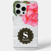 Coques Case-Mate iPhone Aquarelle rustique Roses rose Gris Bois Texture (Verso)