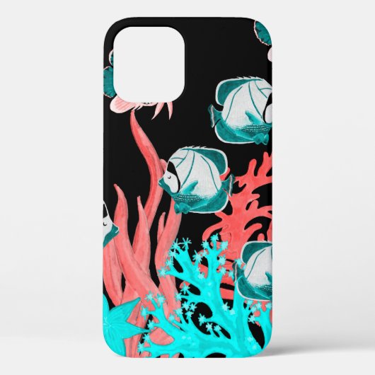 Coques Case-Mate iPhone Aquarelle sans couture motif avec poissons exotiqu (Verso)