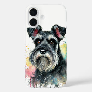 Coques iPhone 16 Aquarelle Schnauzer