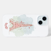 Coques Case-Mate iPhone Aquarelle Sketchy Doodle Eiffel Tower Monogramme (Verso (horizontal))