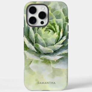 Coques iPhone 16 Pro Max Aquarelle Suculte personnalisée
