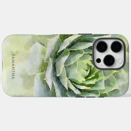 Coques Case-Mate iPhone Aquarelle Suculte personnalisée (Verso (horizontal))