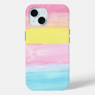 Coque Pour iPhone 15 Aquarelle Sunset Horizon Abstraite