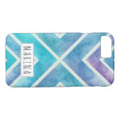 Coques Case-Mate iPhone Aquarelle tendance rayures géométriques bleu viole (Dos (Horizontal))